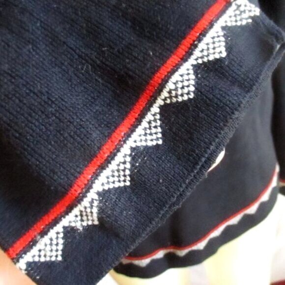 Vintage 80s True Boho Top Medium Chrome Crosstitch Print Knit Sweater by Bananas - Picture 4 of 7